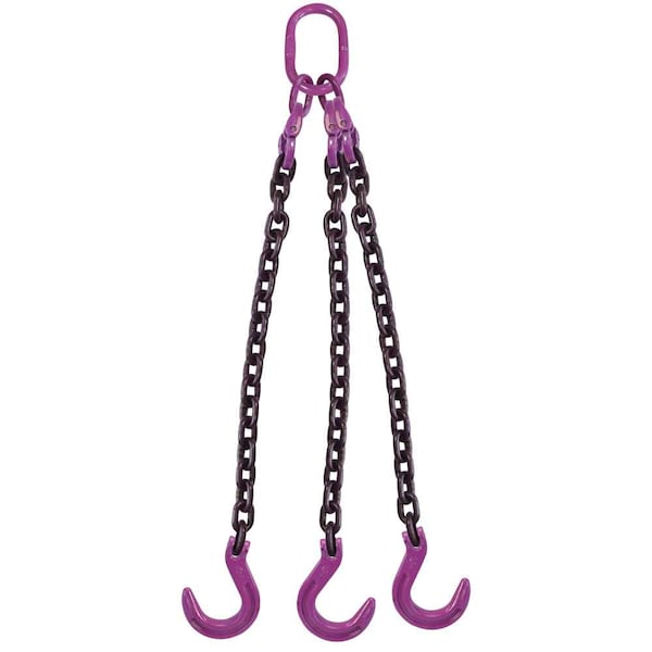 1/2" x 10' - 3 Leg Chain Sling w/ Foundry Hooks - Grade 100